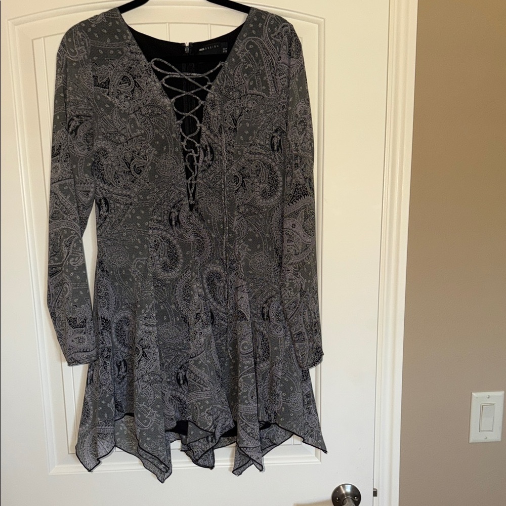 ASOS Black and Gray Paisley Tunic Top